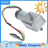 Rrianfo JGY‑370 DC Worm Gear Motor with Encoder Biaxial 14mm Output Shaft 24V