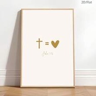 1pc Cross & Love Theme With John 3:16 Scripture, Canvas Print Poster, Modern Wall Art Decor, Modern 