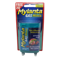 Mylanta Gas Minis Convenient Pocket Pack Assorted Fruit 60 Chewable Mini Tablets