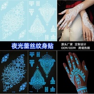 Tattoo Stickers Luminous Influencer henna tattoo Stickers Lace Hollow Finger henna tattoo