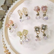 浮容手作房HIBISCUS#靜月#/耳環/uv膠/乾燥花/水晶花