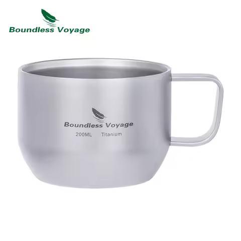 Boundless Voyage Titanium Double Wall Mug Metal Coffee Tea Cup Mini Espresso Cup Ultralight Durable 