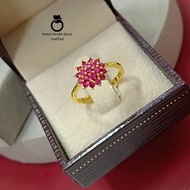 แหวนพลอยทับทิม u0707 "รุ่นฟรีไซส์" หนัก 1 สลึง งานคุณภาพ ไมครอน ชุบทอง หุ้มทอง แฟชั่น ทองสวย ใส่ออกงาน