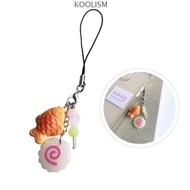 KOOLISM Fish Cake Keychain, Pink Squid Roll Japanese Food Taiyaki Pendant, Fashion Street Food Bag C