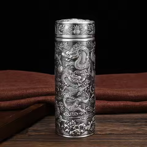 S999 sterling silver thermos cup Silver water cup large capacity portable men's and women's office b