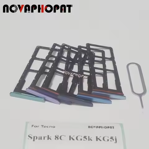 Novaphopat Brand New SIM Card Tray For Tecno Spark 8C KG5k KG5j SIM Holder Slot Adapter Reader Pin