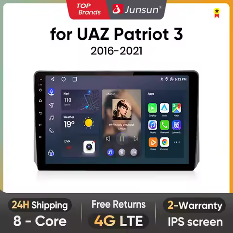 Junsun V1 AI Voice Wireless CarPlay Android Auto Radio for UAZ Patriot 3 2016 2017-2021 4G Car Multi