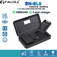 Palo EN-EL9 Camera Battery and 2 Slots Multifunctional LCD Charger For Nikon D5000 D3000 D60 D40 D40