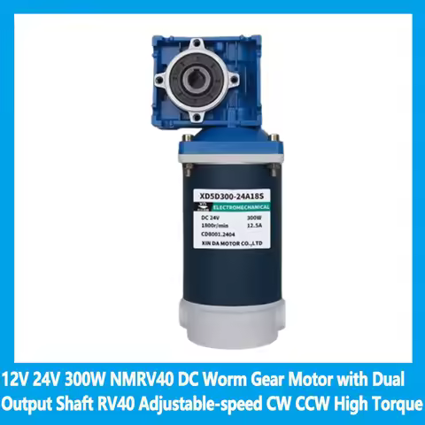 12V 24V 300W NMRV40 DC Worm Gear Motor with Dual Output Shaft RV40 Speed Adjustable DC motor CW CCW