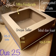 Hampers Box Box 25x25x12 EFLUTE WINDOW MICA / Eflute Brown Box 25 x 25 x 12 EFLUTE WINDOW / Olshop P