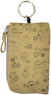 Marimo Craft Snoopy Key & Pass Pouch, Beige, Embossed Snoopy, Approx. W 3.0 x H 4.9 inches (75 x 125