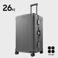 【cctogo杯電旅箱】杯架&amp;充電埠 鋁框行李箱 26吋 26吋 鐵煙灰