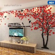 Stiker Dinding dengan Bahan Akrilik dan Gambar Pohon 3D Ukuran Besar
