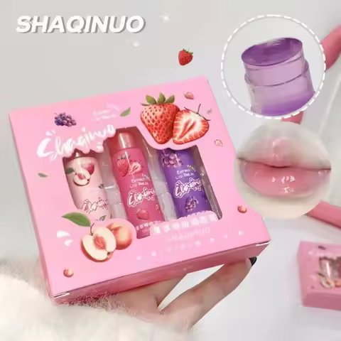Set of 3Pcs Fruit Extract Lip Balm Jelly Moisturizing Hydrating Lipsticks Watery Gloss Fade LipLines