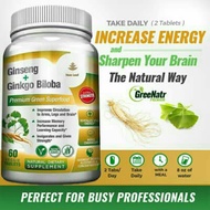 100% Original Products.120 Capsule. Brain Supplement - Dual Supplement Capsules Combining Ginseng & 