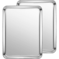 CEKEE Stainless Steel Cookie Sheets for Baking, 2PCS Stainless Steel Baking Sheet, Size 12 x 10 x 0.