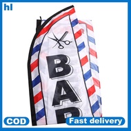 hl Single-Sided Barber Shop Feather Flag with Black Sleeve - Large Decorative Banner ph