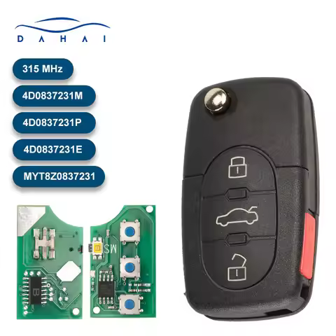DAhai 3+1 Buttons 315Mhz with ID48 Chip Flip Remote Key MYT8Z0837231 For Audi A4 A6 A8 TT 4D0837231E