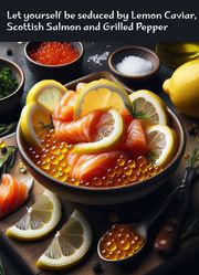 Let yourself be seduced by Lemon Caviar, Scottish Salmon and Grilled Pepper Giselle Meno