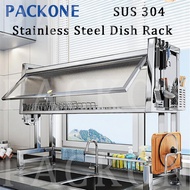 PACKONE Rak Pinggan Sinki Mangkuk Rak Dapur SUS 304 Stainless Steel Dish Rack