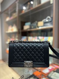 Boy Chanel Medium 黑銀 荔枝皮