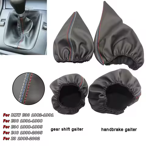 Car Shift Gear Stick Dust-proof Cover Handbrake Handle Cover Faux Leather For BMW 1 3 Series E30 E36