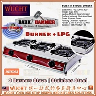 【WUCHT】DARK HAMMER DHE063 SS TRIPLE GAS BURNER 3 BURNER COOKING STOVE Auto Ignition DHE063 Dapur 3 B