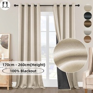 Langsir 100%Blackout|3 Warna|170CM-260CM|Untuk Sliding Door &Tingkap|Ready-Made|Langsir Bilik Tidur,