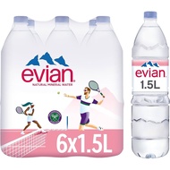 Evian Natural Mineral Water From France, Water Bottle 6 x 1.5 Liter