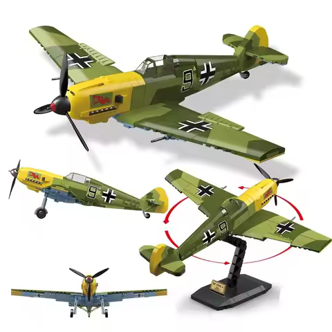 2024 WW2 Germany Military Fighter Building Blocks Classic Legend Bf-109 Fighter Model Me-109 Soldier