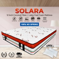 Free Shipping / Romano Solara 12 inch Latex Feel Foam Coconut Fibre Mattress / Tilam / 椰丝床垫 / Queen 