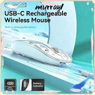 MURRAY Silent Mouse, 3 Modes 2.4GHz/Bluetooth 5.0" Wireless Mouse, Sleek Transparent 1600DPI BT Mous