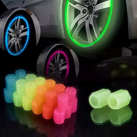 Glow-in-Dark Tire Caps 4-Pack – Safe, Small & User-Friendly: Easy Grip for Day & Night Visibility