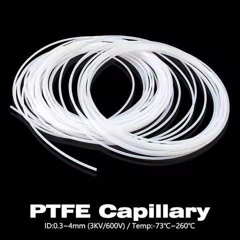 PTFE Tube ID 0.3-0.6-0.8-1-1.2.1.5-1.6-1.8-2-2.5-3-4 mm F46 Capillary Insulated Hose Rigid Pipe Temp