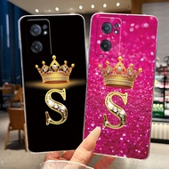 Casing For OnePlus Nord CE 2 NordCE2 5G IV2201 Phone Case Clear Soft TPU Fashion Crown Initial Lette