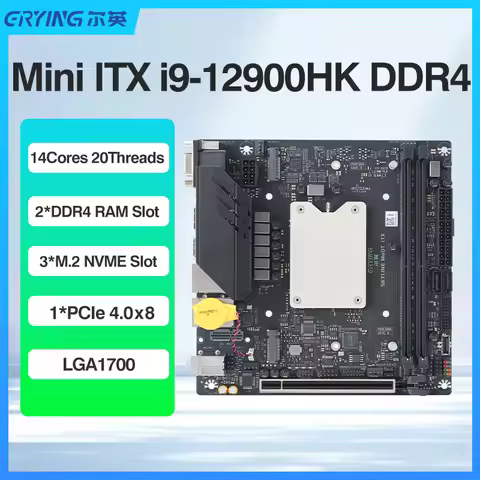 ERYING Kit i9 12900HK Mini ITX Motherboard CPU Combo Core Interposer 14C20T LGA1700 DDR4 3200Mhz 3*M
