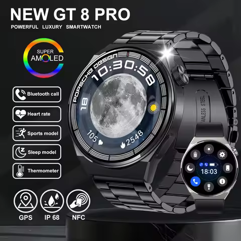NEW NFC SmartWatch Men GT8 HD Large Screen Heart rate Bluetooth Call Luxury Smartwatch GPS IP68 Wate