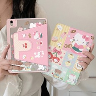 24 Hours Case Ipad Gen9 Gen10 Air7 Pen Holder Kitty Cherry 360 Rotating Air6 Gen11 Air5 Ipad Case Ip
