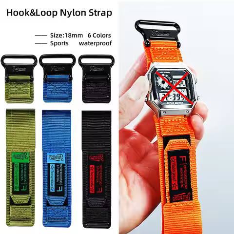18mm Hook&Loop Nylon Strap Sport Waterproof For Casio W-735 DW-H5600 AE1200 A158W A168 A159W F91 HDC