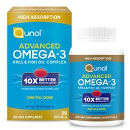 Qunol Advanced Omega 3 Krill and Fish Oil Complex, 10x Better Bioavailability, One Pill Dose, 250mg 