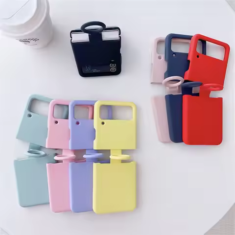 Korean Luxury Liquid Silicone Solid Color Case with Ring for Samsung Galaxy Z Flip 3 4 5G Z Flip3 4 