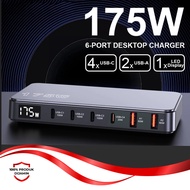 Taffware 6 Port Type C PD QC GaN 175W Docking Station Charger - BK-112D