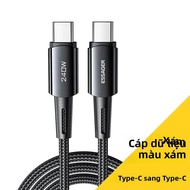 Essager 240W USB Loại C Sang C 6A Sạc Nhanh Dây Sạc Nhanh Cho MacBook Pro 2021 Xiaomi Huawei Chất Li