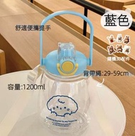 全城熱賣 - 運動杯,搖搖杯,大容量塑膠吸管便攜水壺（藍色）#