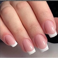 24Pcs/BOX False Nails Nail Art Fake Nails with Glue French Shiny Square Design Press On Manicure Tip
