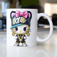Hello Kitty Mug in Hip Hop Outfit Wearing Gold