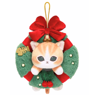 Mofusand 貓咪款聖誕花圈毛公仔吊飾 掛飾 聖誕掛飾