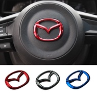 （xingfan） For Mazda Atenza Axela CX4 CX5 CX9 Mazda 3 Mazda 6 Car Steering Wheel Emblem Stainless Steel Interior Steering Wheel Sticker Badge Replacement Decoration Auto Accessories
