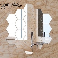 Jabis Wall Mirror Sticker Anti-Shatter Hexagon Paste Glass Sticker Hexagonal Mirror Wall Decoration 