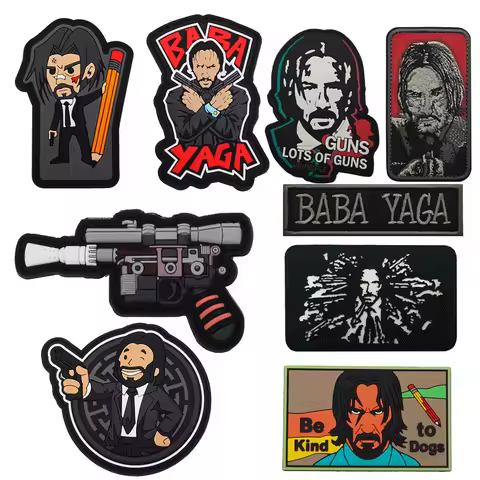 New BABA YAGA Guns Rubber Patches BABAYAGA Embroidery Bag Accessory John Wick Luminous Laser Cut Bac